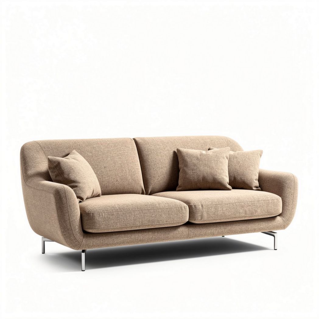 Fabric upholstered sofa with cushions for living room - 200 x 85 x 75cm