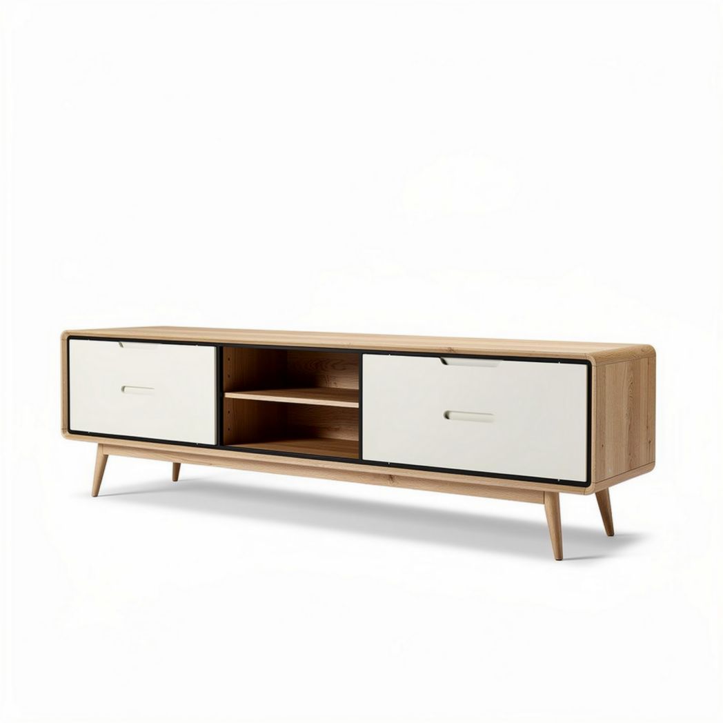 Wooden media console for living room - 120 x 40 x 45cm