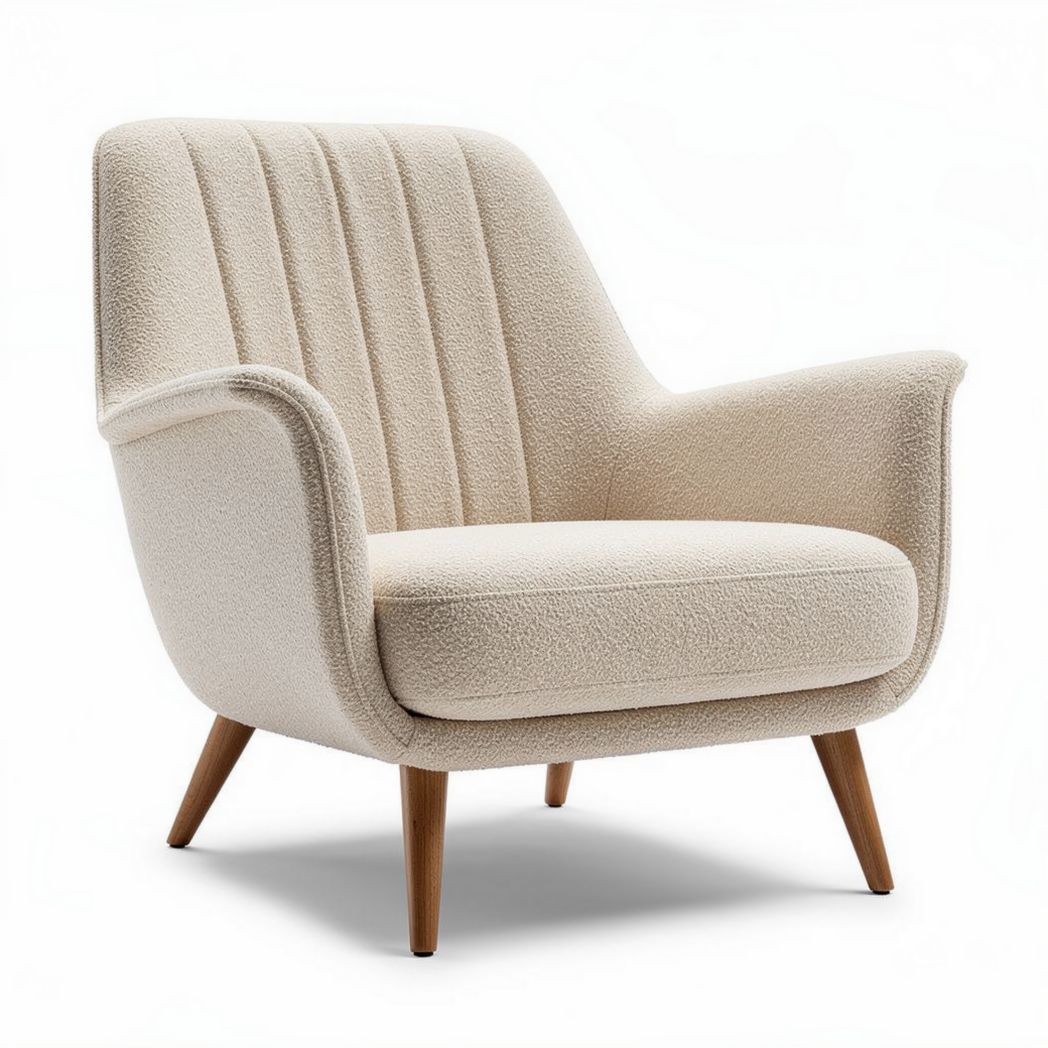 Fabric lounge chair with wood legs - 85 x 80 x 90cm