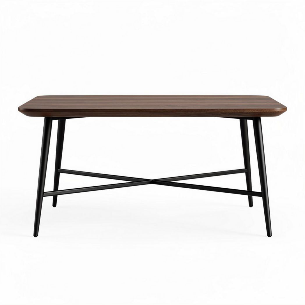 Corrugated design dining table with metal legs - 120 x 60 x 75cm