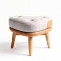 Fabric upholstered footstool with wooden legs - 40 x 40 x 30cm