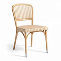 Rattan dining chair with striped fabric seat - 45 x 45 x 90cm