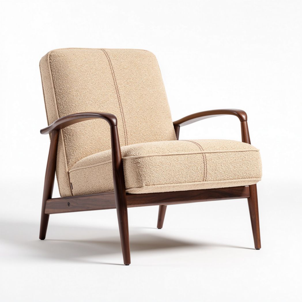 Fabric upholstered armchair with wooden frame - 80 x 75 x 85cm