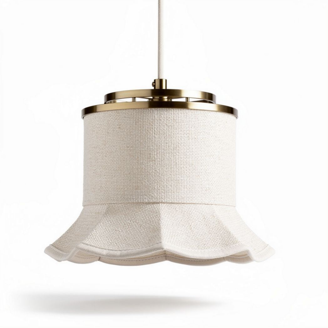 Woven fabric pendant light fixture for dining room - 30 x 30 x 25cm