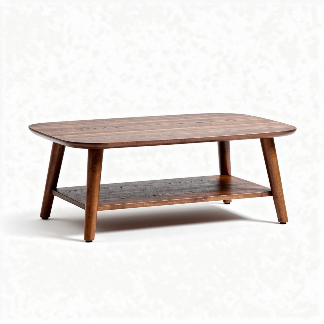Round wooden coffee table for living room - 100 x 100 x 40cm