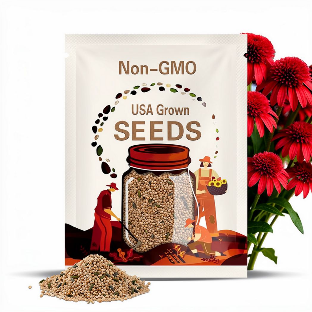 50 Double Cranberry Coneflower Seeds: Echinacea Perennial