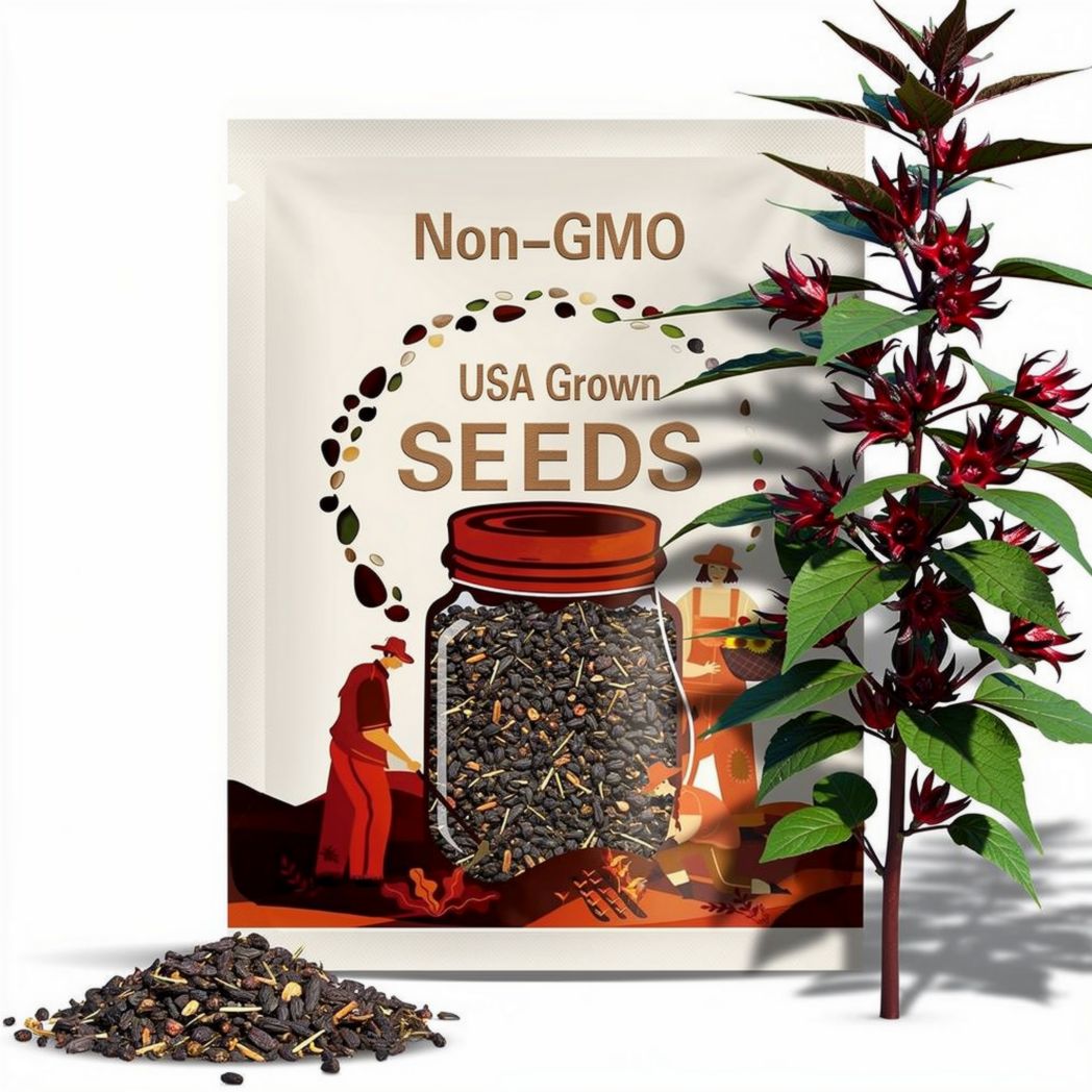 15 'Towering Thai' Roselle Seeds Late Sorrel Variety, Florida Cranberry, Jamaican Sorrel Seeds, Hibiscus sabdariffa seeds, Flor de Jamaica