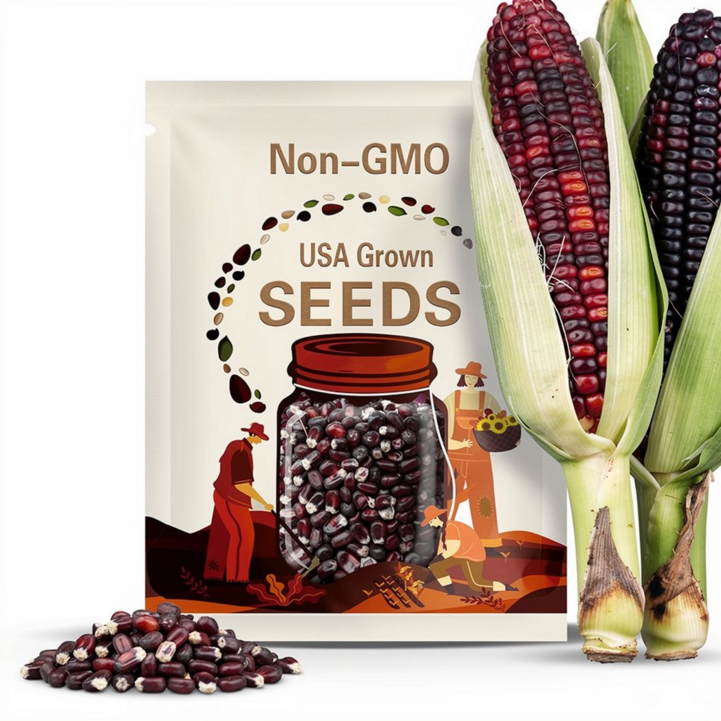 Morado Montana Maize Corn Seeds – Heirloom, Open Pollinated & Non-GMO, Black Kernel Vegetable, Unique Colorful Corn | 25 Seeds