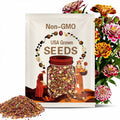 150 CANDY STRIPE ZINNIA Mix Elegans Flower Seeds Mixed Colors with Red Stripes