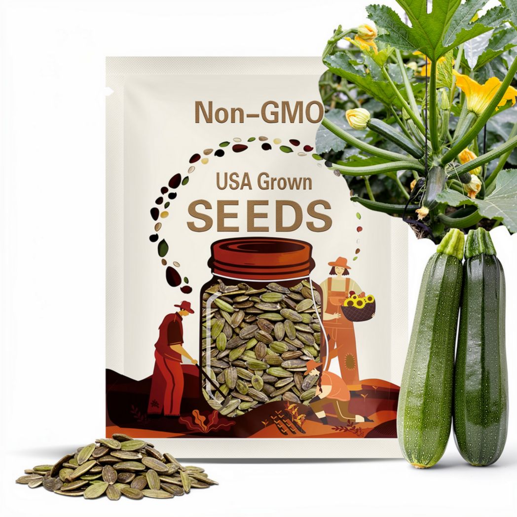 Zucchini Seeds - Organic, Heirloom, Open Pollinated, Non GMO - Grow Indoors, Outdoors, In Pots, Grow Beds, Hydroponics & Aquaponics